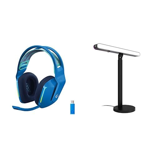 Logitech G733 LIGHTSPEED Wireless Gaming Headset with suspension headband, LIGHTSYNC RGB, Blue VO!CE mic technology and PRO-G audio drivers - White