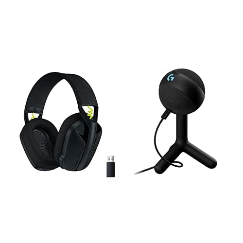 Logitech G435 LIGHTSPEED Wireless Bluetooth Gaming Headset - Lightweight, built-in mics, 18h battery, compatible with Dolby Atmos, PC, PS4, PS5, Nintendo Switch, Mobile - Black