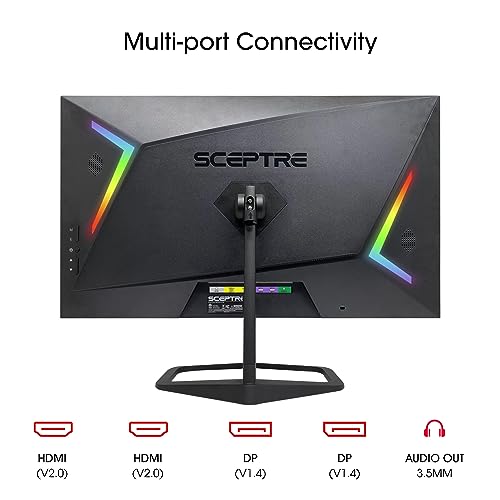 Sceptre Curved 24.5-inch Gaming Monitor up to 240Hz 1080p R1500 1ms DisplayPort x2 HDMI x2 Blue Light Shift Build-in Speakers, Machine Black 2023 (C255B-FWT240)