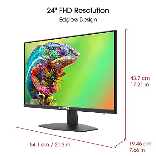 Sceptre New 27-inch Gaming Monitor 100Hz 1ms DisplayPort HDMI x2 100% sRGB AMD FreeSync Build-in Speakers, Eye Care Frameless Machine Black 2024 (E275W-FW100T)