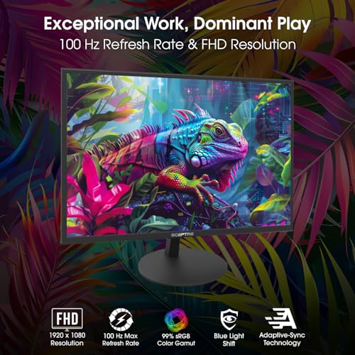 Sceptre New 27-inch Gaming Monitor 100Hz 1ms DisplayPort HDMI x2 100% sRGB AMD FreeSync Build-in Speakers, Eye Care Frameless Machine Black 2024 (E275W-FW100T)