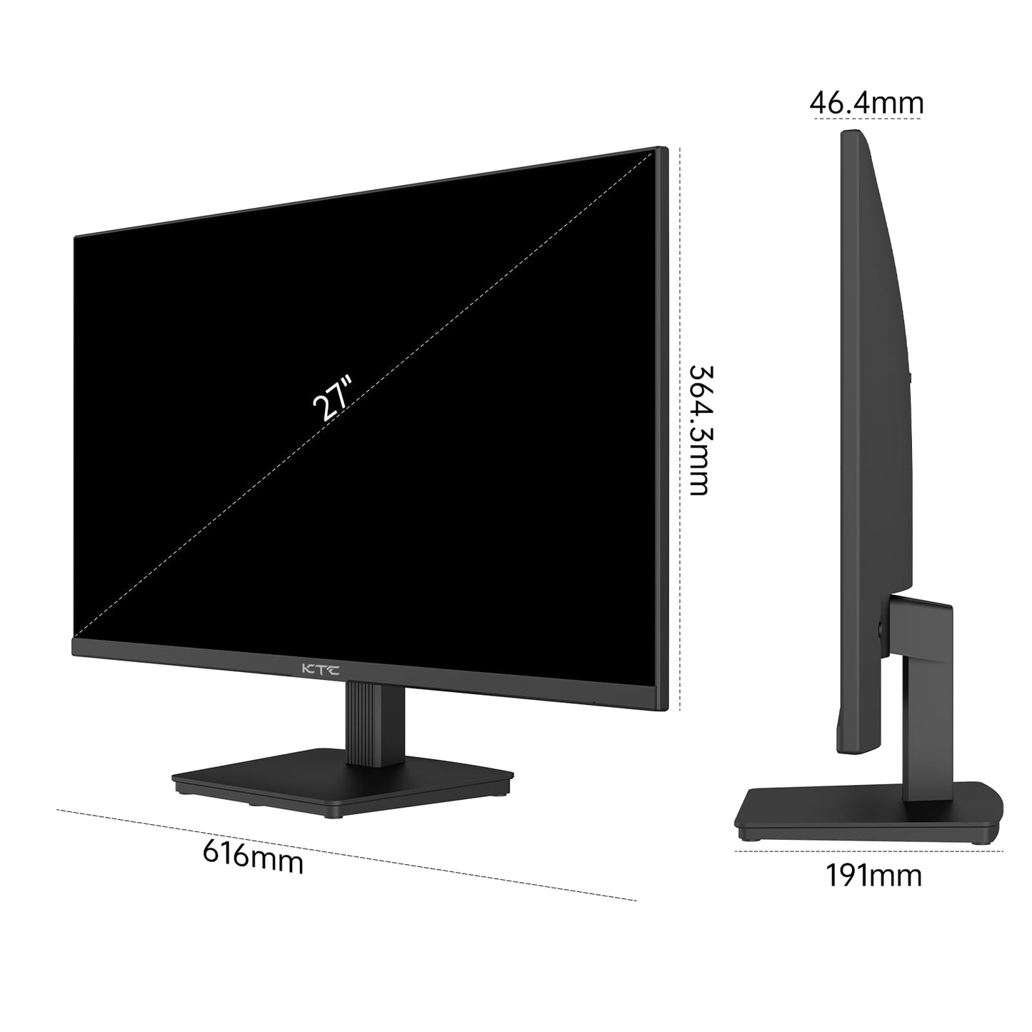 KTC 27 Inch QHD Computer Monitor, 2K 100Hz IPS Gaming Monitor, 1440P Frameless Eye Care PC Office Monitor with HDMI/DP, FreeSync & G-Sync, HDR10, VESA, Tilt Adjustable