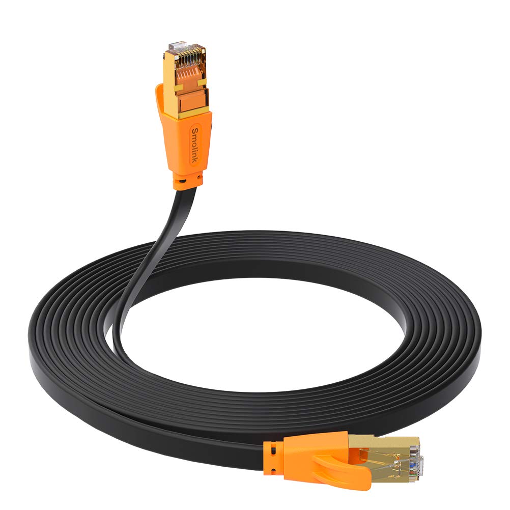 Smolink Ethernet Cable 50 ft, Cat 8 Ethernet Cable with 40Gbps 2000Mhz High Speed Ethernet Cable, Shielded Heavy Duty SFTP RJ45 LAN Cable Patch Cord for Modem Router Gaming PC PS4/5/6 Xbox, Black