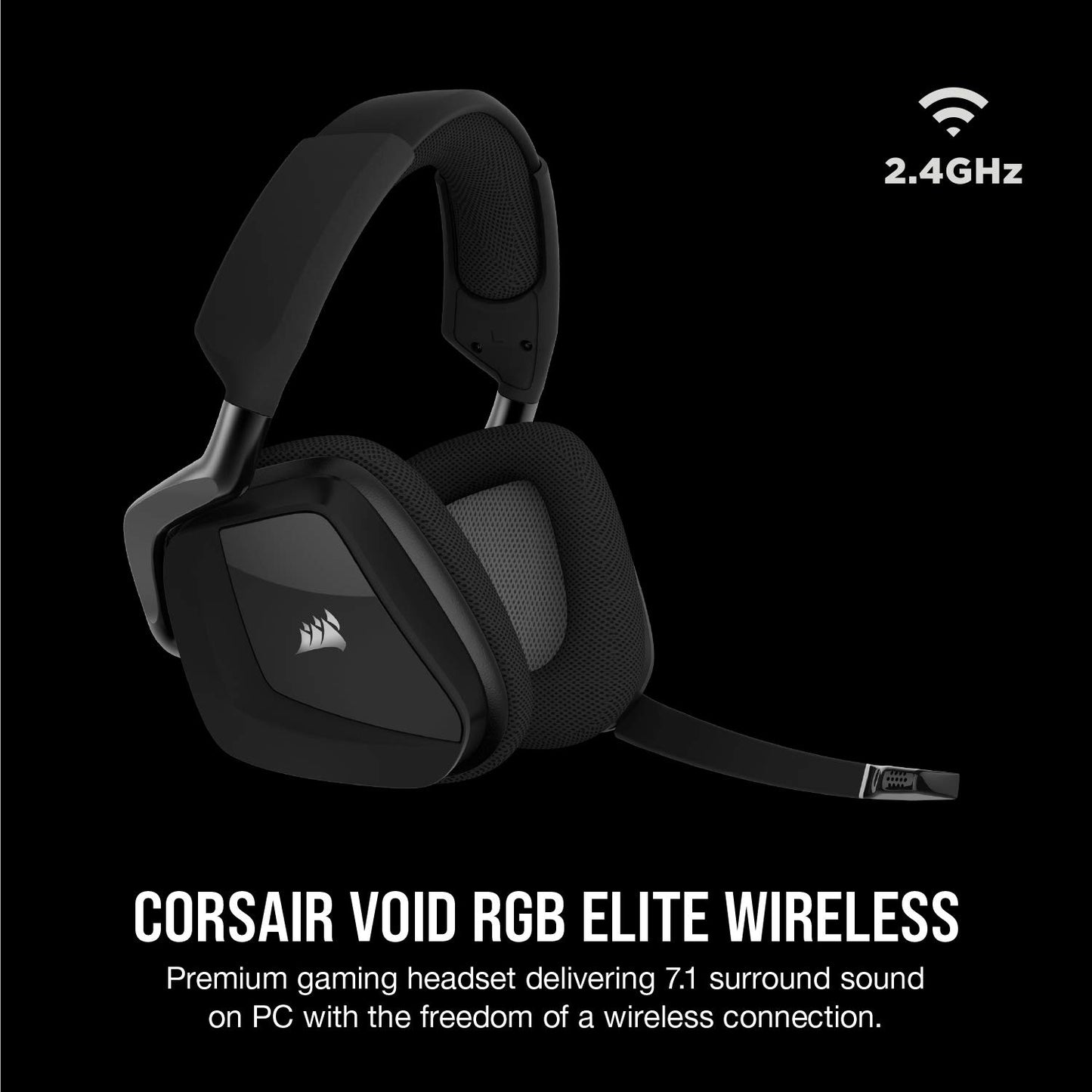 Corsair VOID RGB ELITE Wireless Gaming Headset - 7.1 Surround Sound - Discord Certified - iCUE Compatible - PC, Mac, PS5, PS4 - White