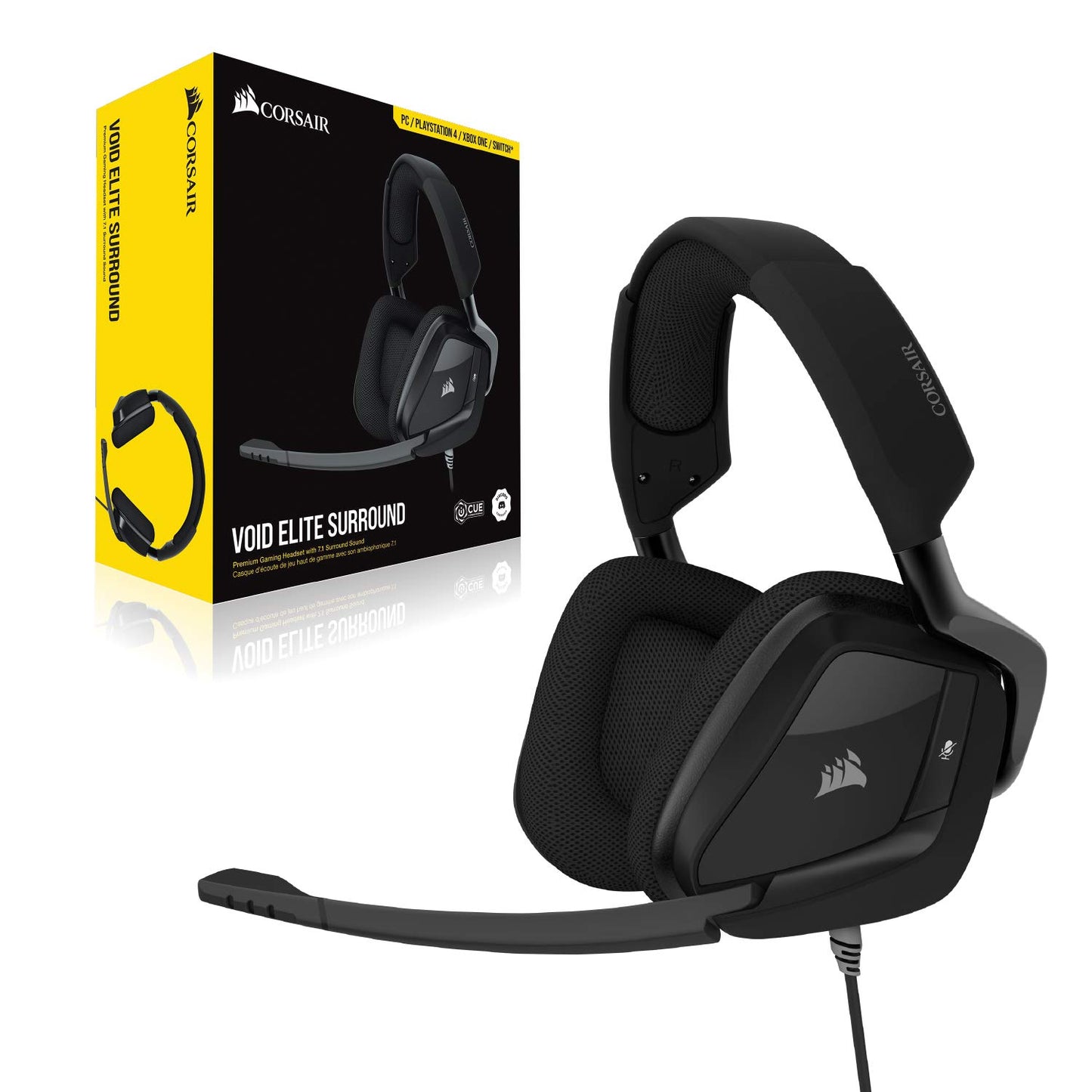 Corsair VOID RGB ELITE Wireless Gaming Headset - 7.1 Surround Sound - Discord Certified - iCUE Compatible - PC, Mac, PS5, PS4 - White