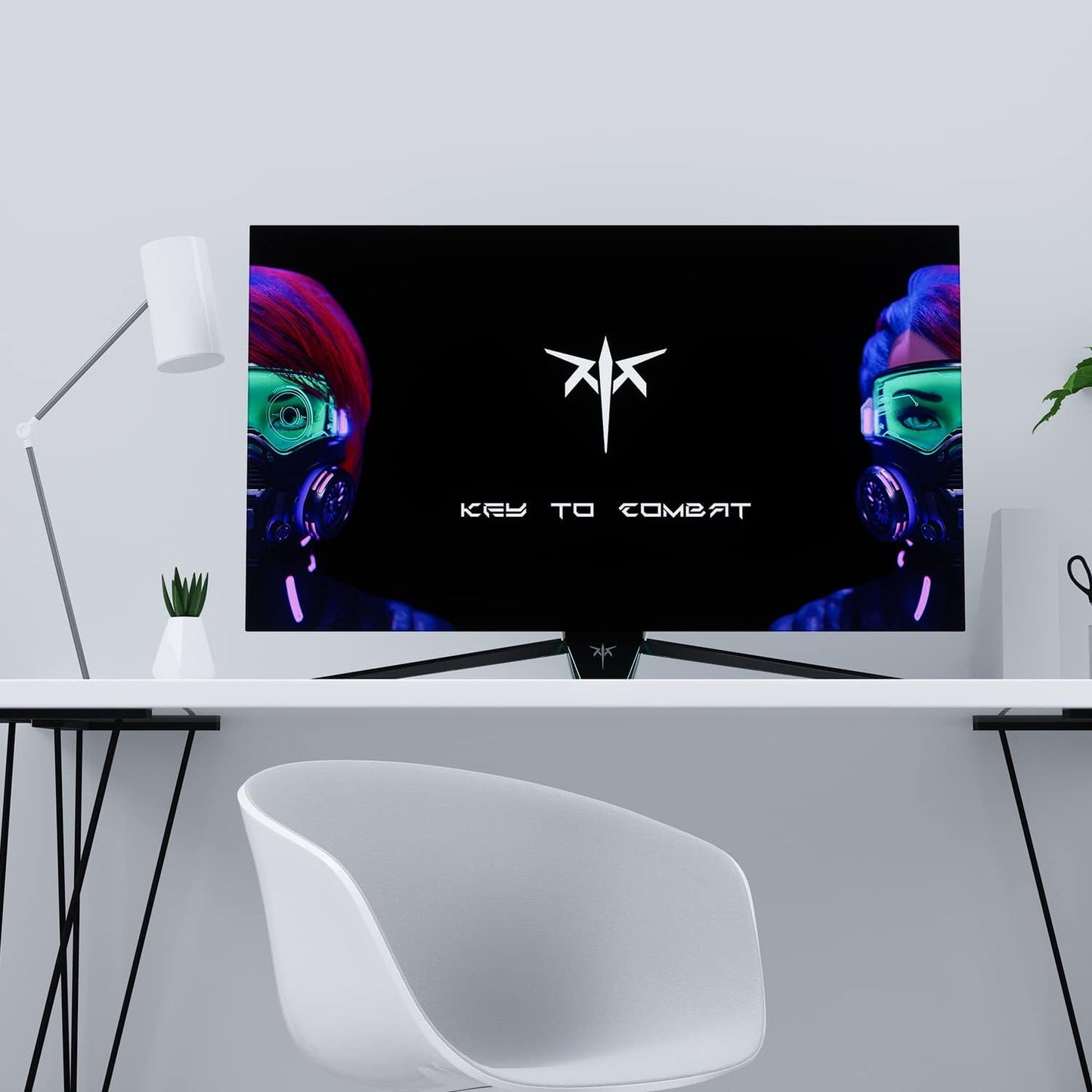 KTC Computer Monitor Stand for Desk, White Monitor Stand, with RGB Light, -5° ~ +20° Tilt Adjustable, 100×100mm Vesa Support G42P5 OLED Gaming Monitor, Computer Monitor Accessories