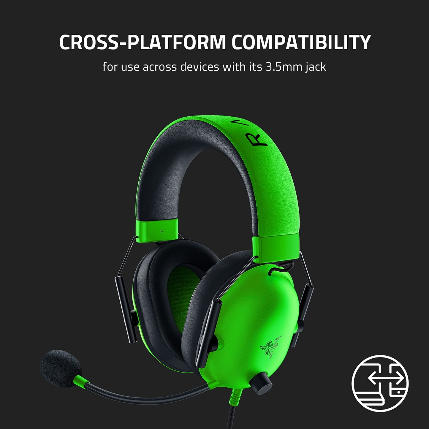 Razer BlackShark V2 X Gaming Headset: 7.1 Surround Sound - 50mm Drivers - Memory Foam Cushion - For PC, PS4, PS5, Switch - 3.5mm Audio Jack - Black