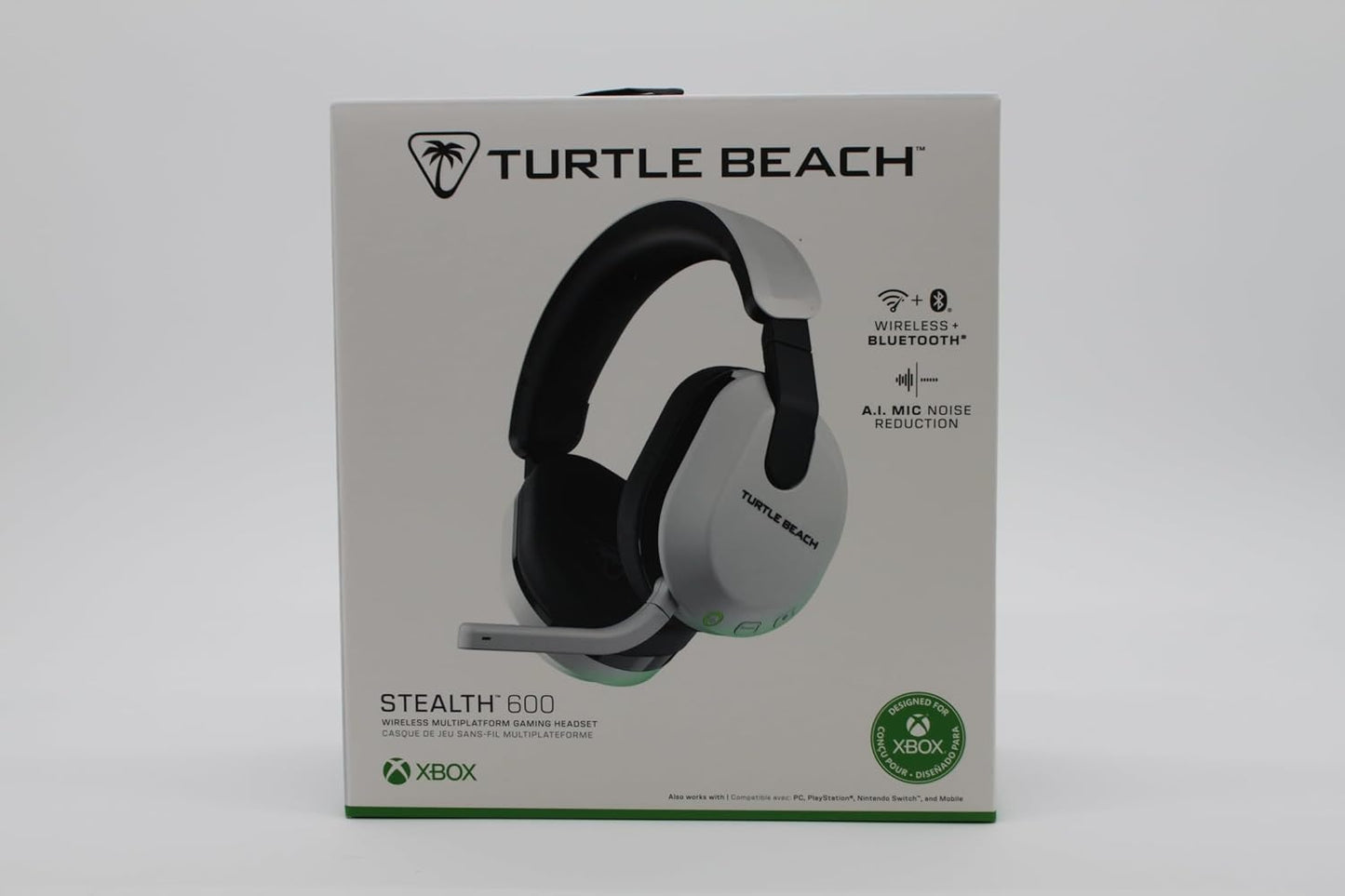 Turtle Beach Stealth 600 Gen 3 Wireless Multiplatform Amplified Gaming Headset for Xbox Series X|S, Xbox One, PC, PS5, PS4, Mobile – Bluetooth, 80-Hr Battery, AI Noise-Cancelling Mic – White