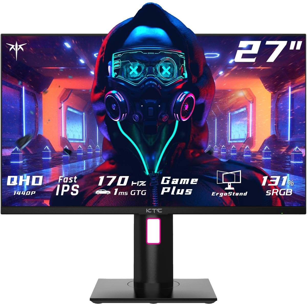 KTC 27 Inch QHD Computer Monitor, 2K 100Hz IPS Gaming Monitor, 1440P Frameless Eye Care PC Office Monitor with HDMI/DP, FreeSync & G-Sync, HDR10, VESA, Tilt Adjustable