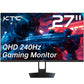 KTC 27 Inch QHD Computer Monitor, 2K 100Hz IPS Gaming Monitor, 1440P Frameless Eye Care PC Office Monitor with HDMI/DP, FreeSync & G-Sync, HDR10, VESA, Tilt Adjustable