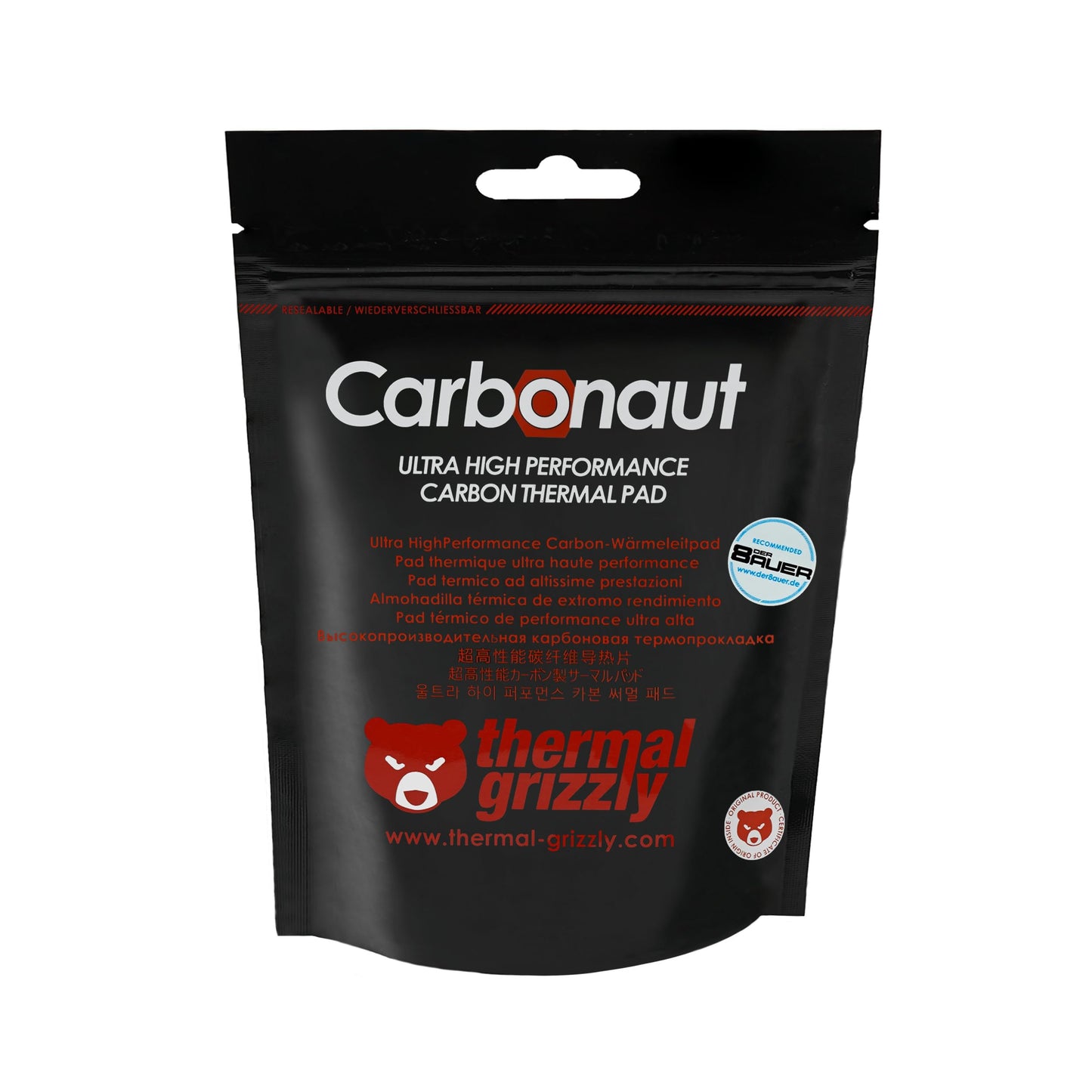 Thermal Grizzly - Carbonaut (38x38x0,2mm) - for Intel/AMD CPUs - Carbon Thermal Pad for Maximum Thermal Conductivity - Reusable and Adaptable Surface CPU/GPU/PS4/PS5/Xbox