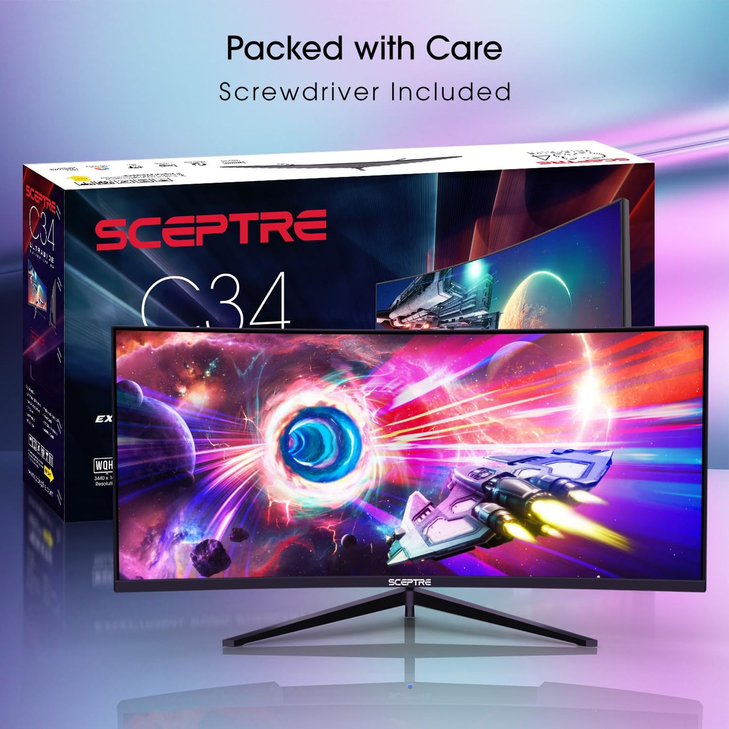 Sceptre Curved 24.5-inch Gaming Monitor up to 240Hz 1080p R1500 1ms DisplayPort x2 HDMI x2 Blue Light Shift Build-in Speakers, Machine Black 2023 (C255B-FWT240)