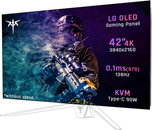 KTC 42 Inch 4K OLED Gaming Monitor, 3840x2160 UHD White Monitor, 138Hz, 0.1ms(GTG), DP1.4, HDMI2.1, USB3.0, 90W USB Type-C Reverse Charging, 2 * 8W Built-in Speakers, HDR, VESA, G42P5