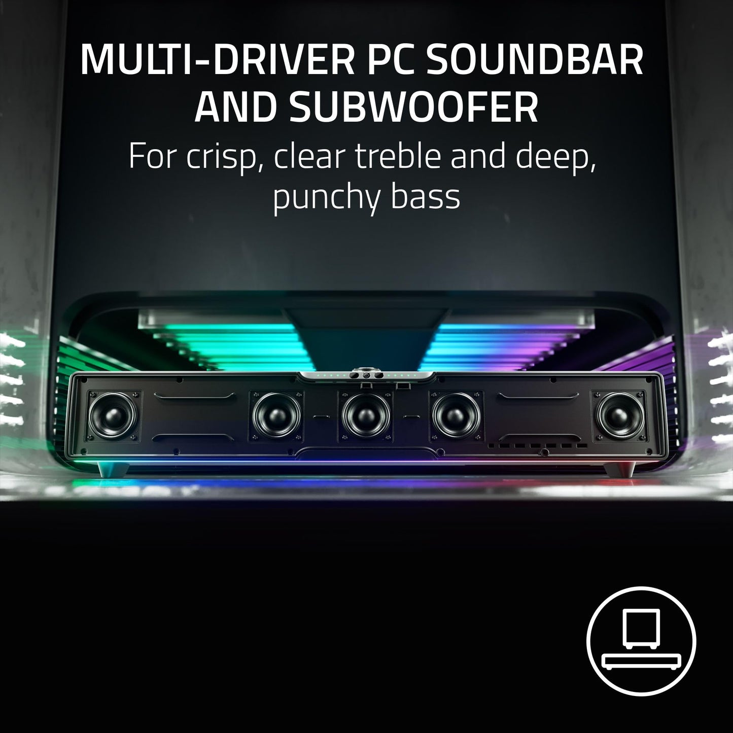 Razer Leviathan V2 X PC Soundbar with Full-Range Drivers - Compact Design - Chroma RGB - USB Type C Power and Audio Delivery - Bluetooth 5.0 - for PC, Laptop, Smartphones, Tablets & Nintendo Switch