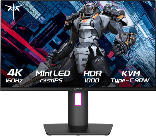 KTC 27 Inch 4K Gaming Monitor, Mini LED Monitor, Fast IPS, HDR1000, Built-in Speakers, HDMI2.1, DP1.4, Type-C 90W, 160Hz/144Hz Computer Monitor, Vesa Wall Mount PC Monitor