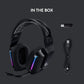 Logitech G733 LIGHTSPEED Wireless Gaming Headset with suspension headband, LIGHTSYNC RGB, Blue VO!CE mic technology and PRO-G audio drivers - White