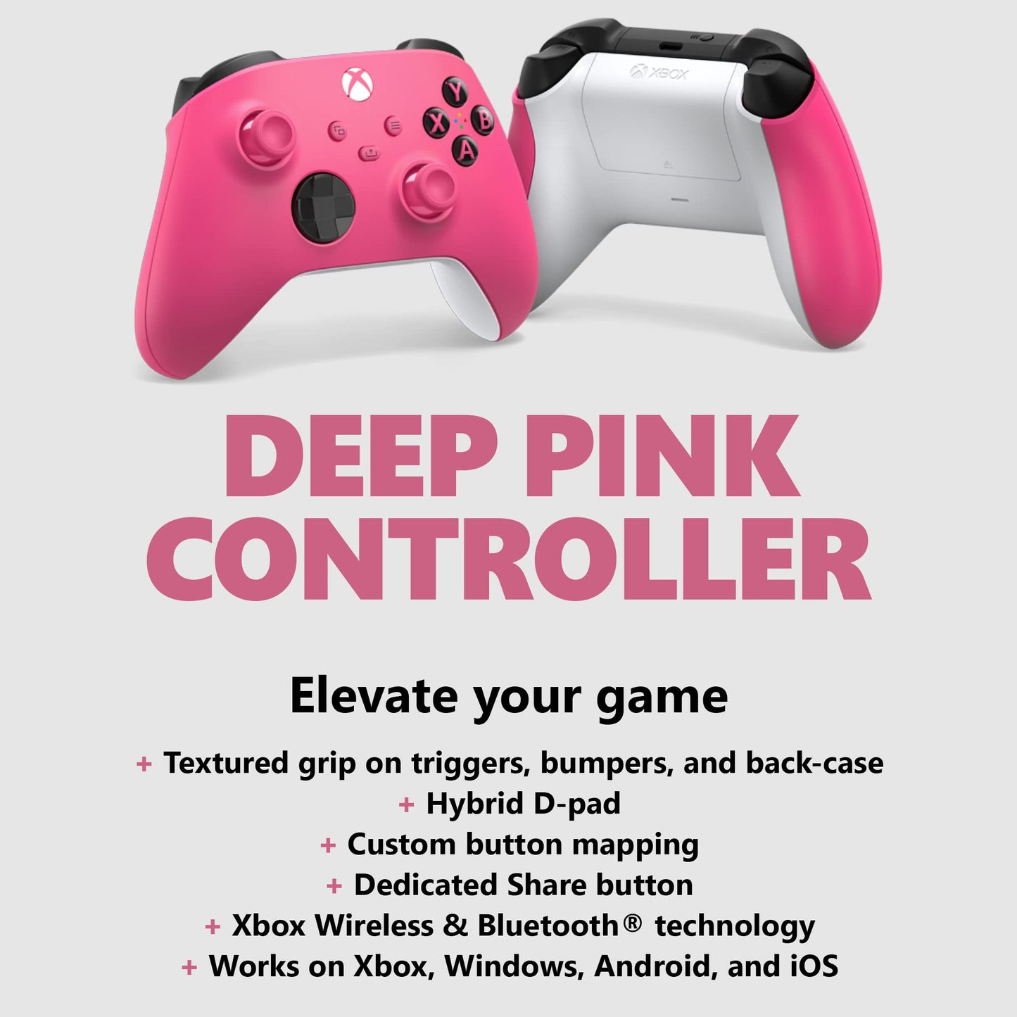 Xbox Core Wireless Gaming Controller – Deep Pink Series X|S, One, Windows PC, Android, and iOS