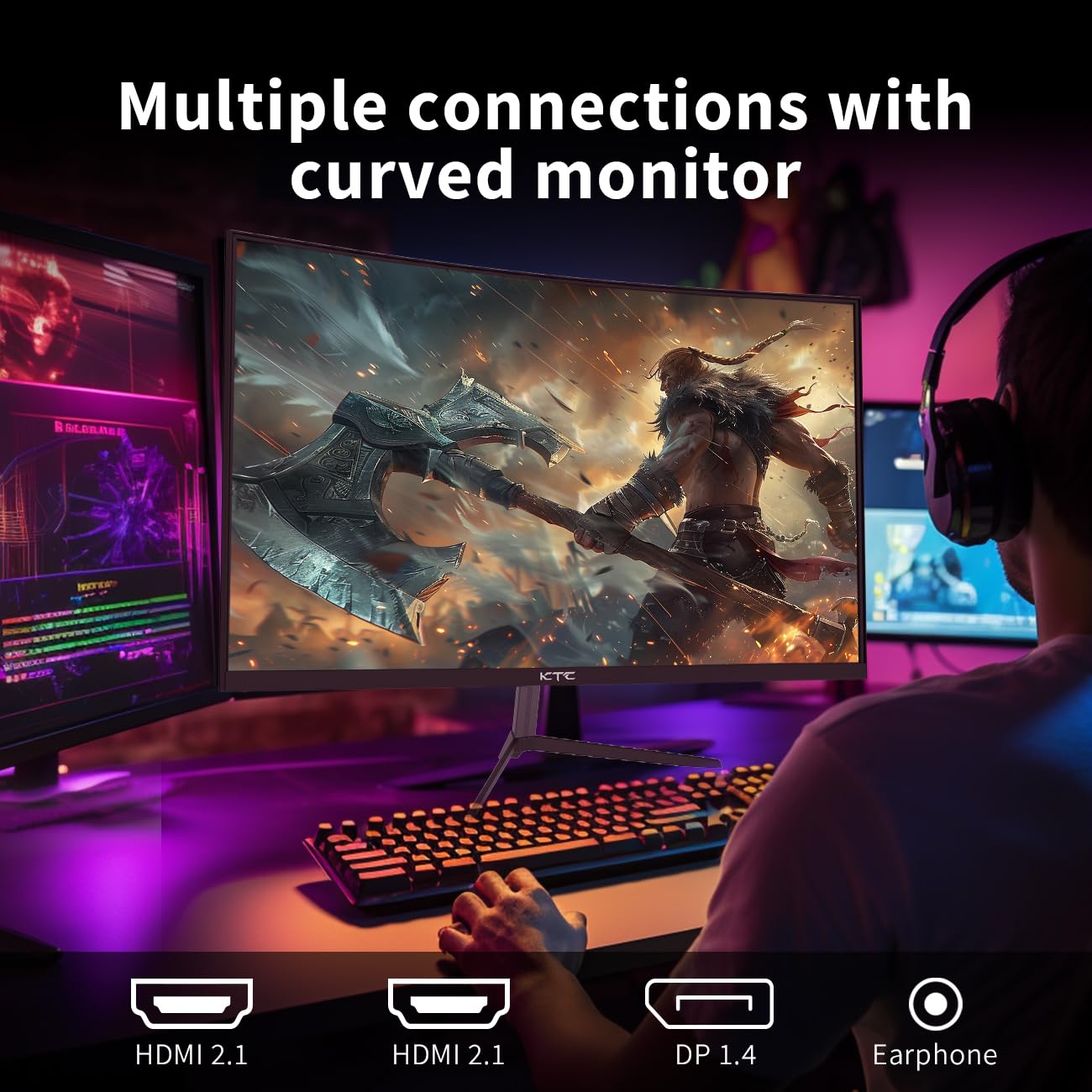 KTC 27 Inch QHD Computer Monitor, 2K 100Hz IPS Gaming Monitor, 1440P Frameless Eye Care PC Office Monitor with HDMI/DP, FreeSync & G-Sync, HDR10, VESA, Tilt Adjustable