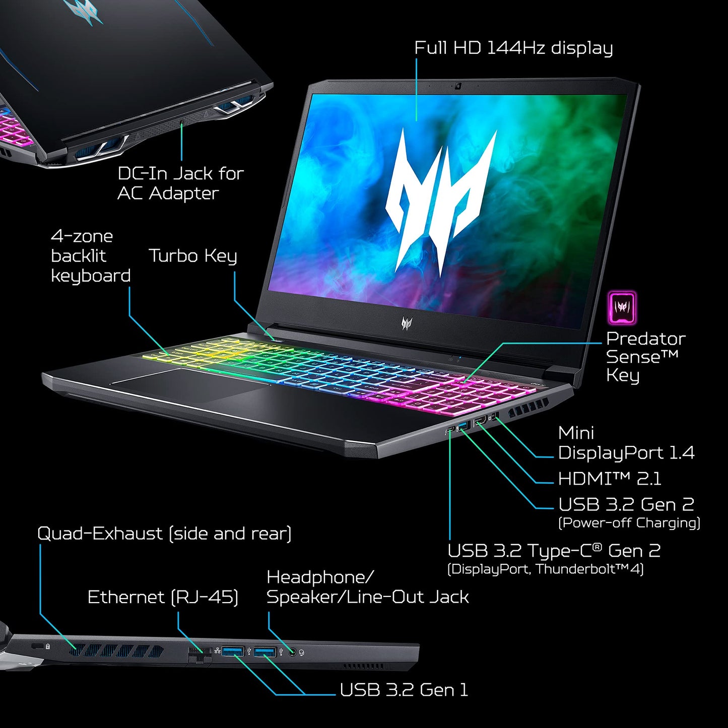 Acer Predator Helios Neo 16 Gaming Laptop | Intel Core i7-13650HX | NVIDIA GeForce RTX 4060 | 16" WUXGA 1920 x 1200 165Hz G-SYNC Display | 16GB DDR5 | 512GB Gen 4 SSD | Killer Wi-Fi 6E | PHN16-71-76H5