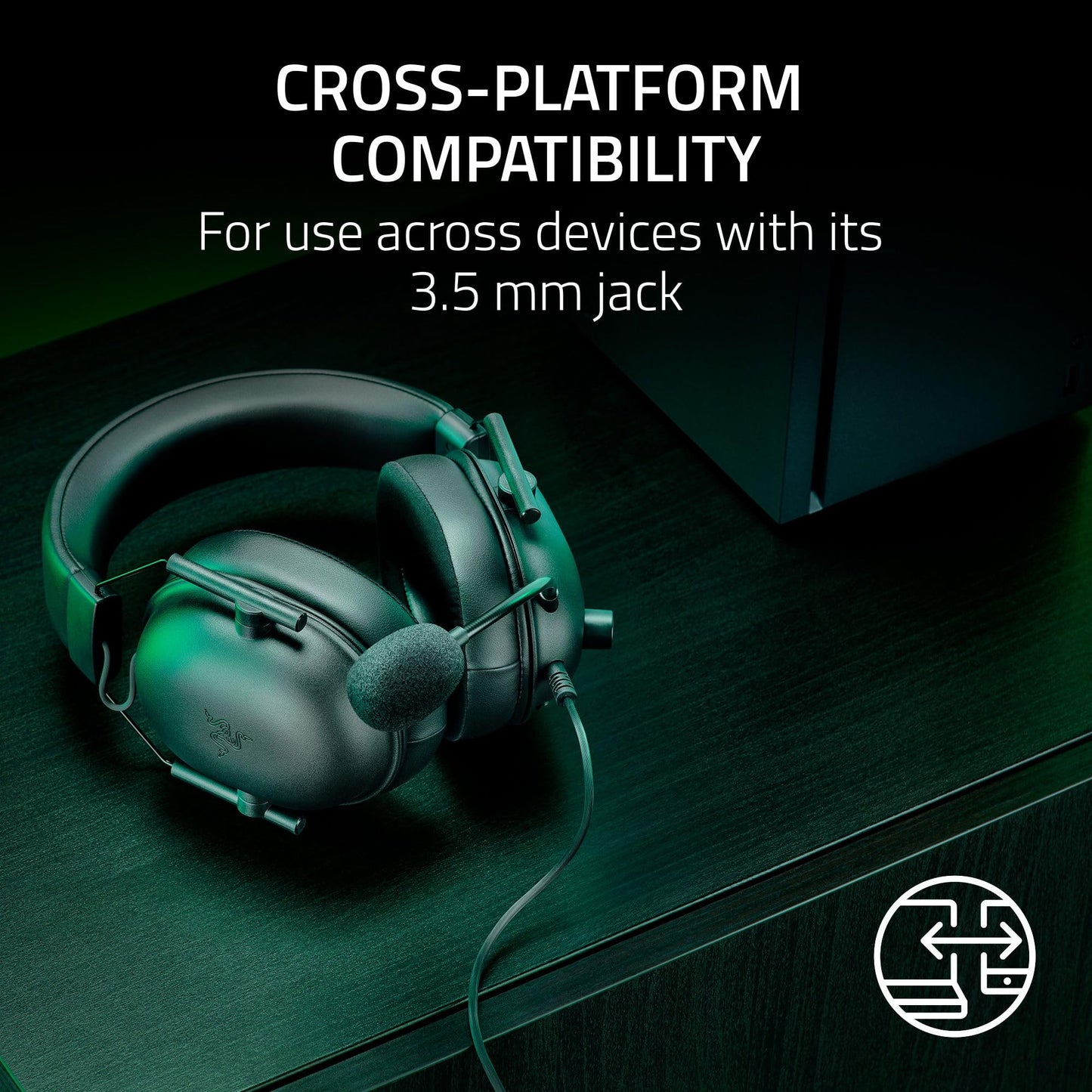 Razer BlackShark V2 X Gaming Headset: 7.1 Surround Sound - 50mm Drivers - Memory Foam Cushion - For PC, PS4, PS5, Switch - 3.5mm Audio Jack - Black