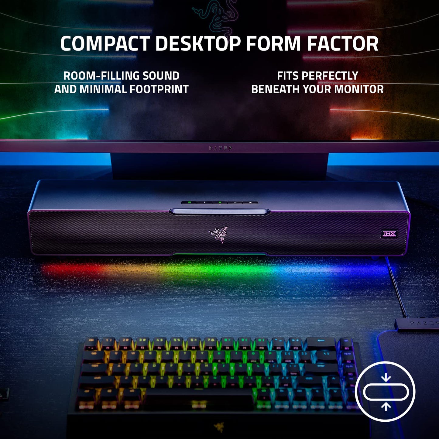 Razer Leviathan V2 X PC Soundbar with Full-Range Drivers - Compact Design - Chroma RGB - USB Type C Power and Audio Delivery - Bluetooth 5.0 - for PC, Laptop, Smartphones, Tablets & Nintendo Switch